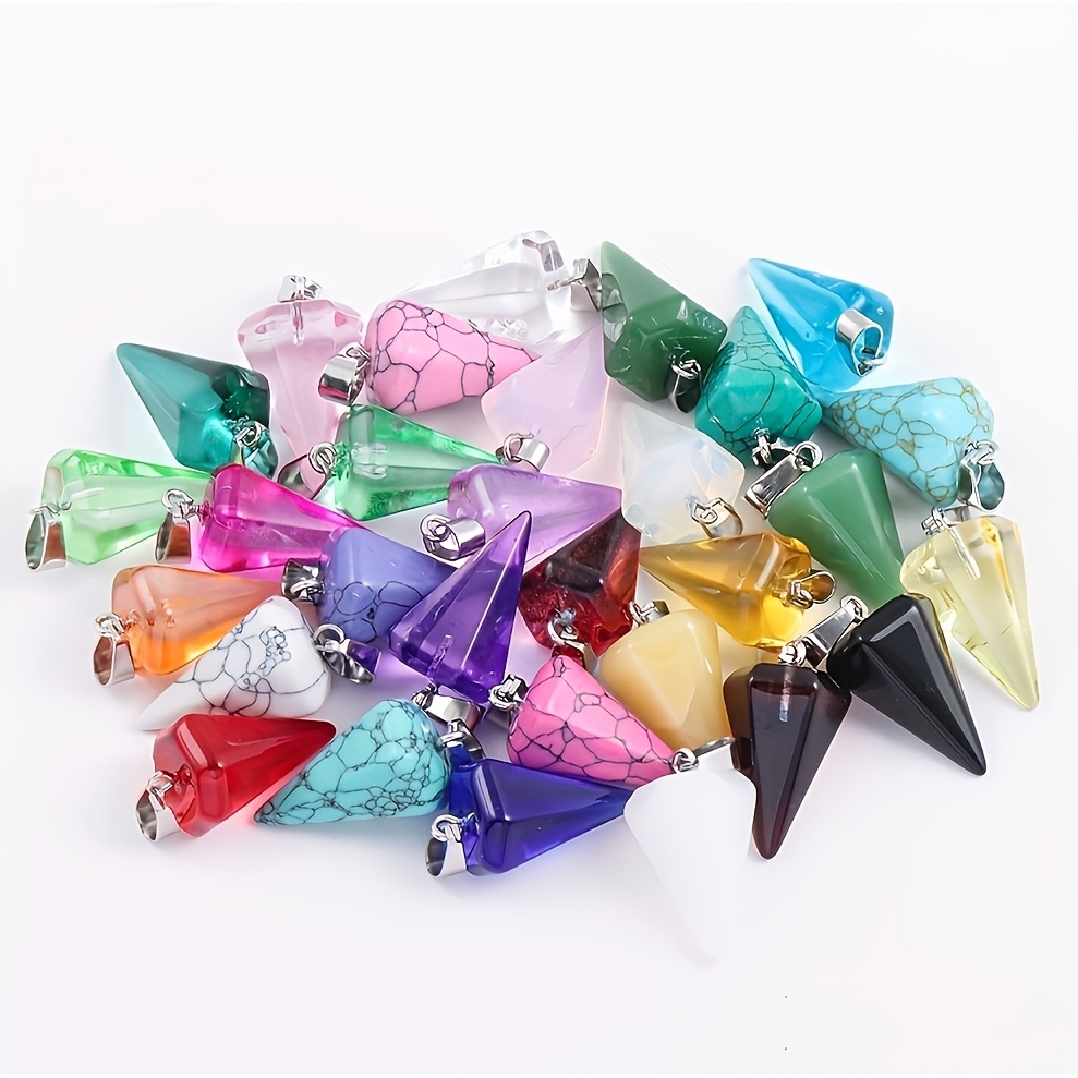 30pcs Multi-Color Cone Hexagonal Crystal Pendulum Set